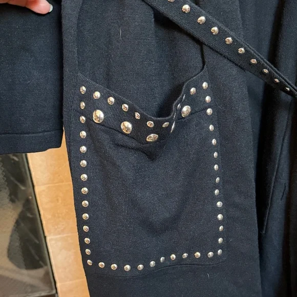 INC International Concepts Black Stud-Trim Women's Long Cardigan/Duster 2X - Picture 4 of 8